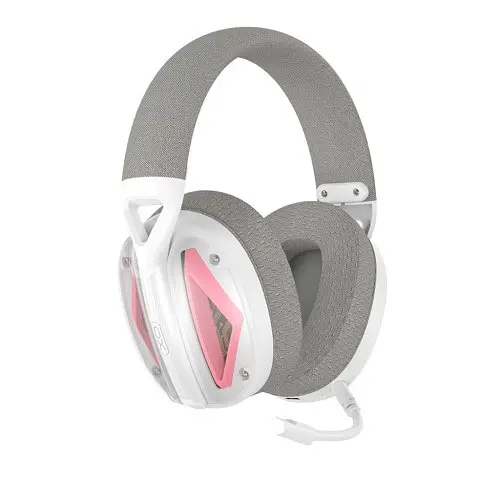 Наушники накладные XO BE46 2.4G Gaming Headset with Type-C+USB 2-in-1 Adapter Бело-розовые - фото 7