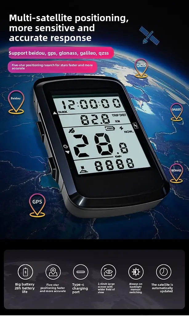 Велокомп'ютер акумуляторний GPS MB-003 LCD-2.4" підсвітка екрана (14 функцій) - фото 10