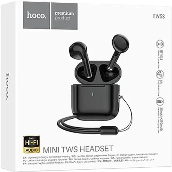 Беспроводные наушники Hoco EW53 Lucky true wireless BT headset черные - фото 3