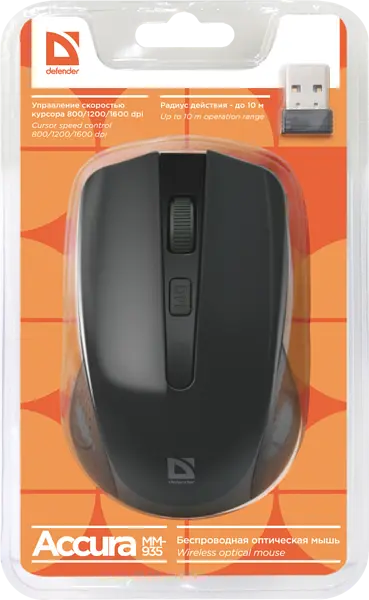 Миша Defender Accura MM-935 Wireless Black (52935) - фото 4