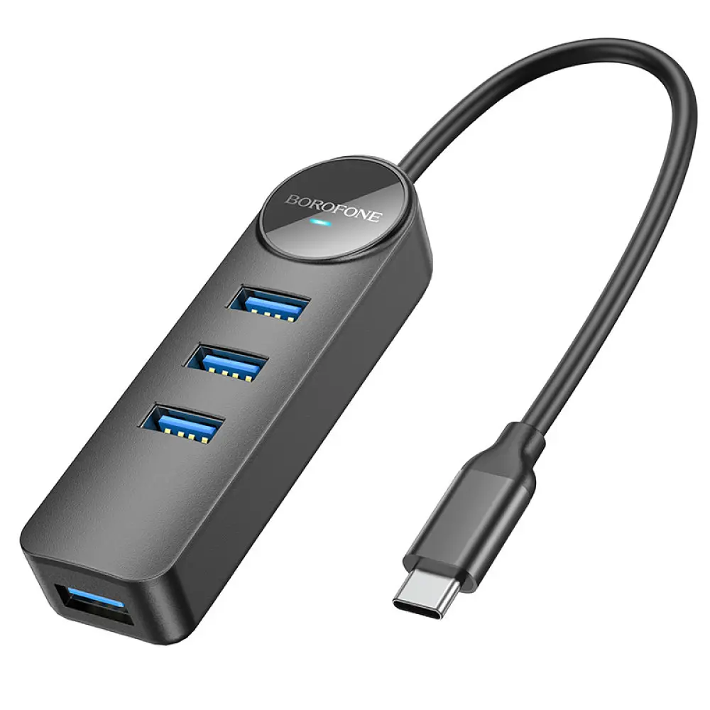 Конвертер Хаб адаптер Borofone DH5 Erudite 4-in-1 - Type-C на 4 Usb 3.0 з кабелем 20 см - фото 3