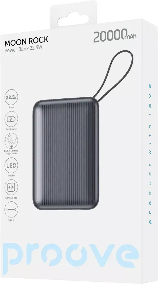 Портативний акумулятор Proove Moon Rock 22.5W 20000mAh gray (PBM222012105) - фото 3