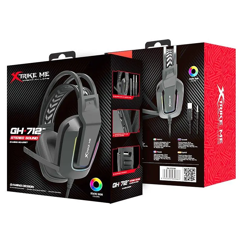 Навушники XTRIKE ME wired headset GH-712 3.5mm*1+USB, RGB - фото 2