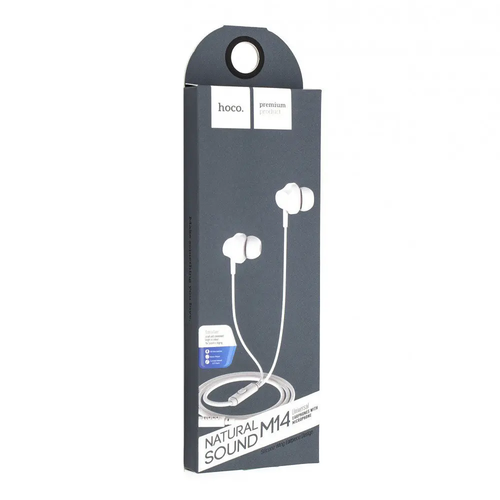 Навушники Hoco M14 initial sound universal earphones with mic White - фото 2