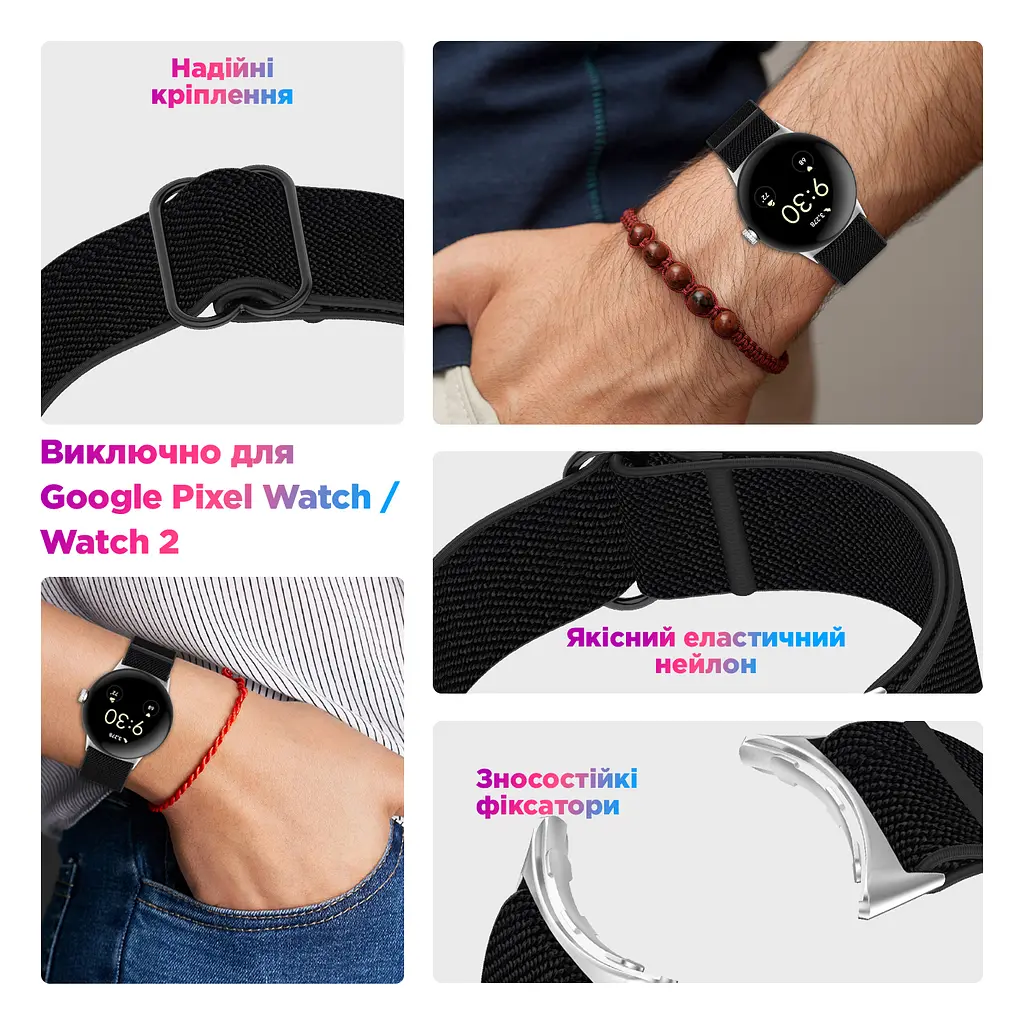 Ремінець нейлоновий ArmorStandart для Google Pixel Watch / Watch 2 / Watch 3 / Watch 4 41 mm Black (ARM75425) - фото 4