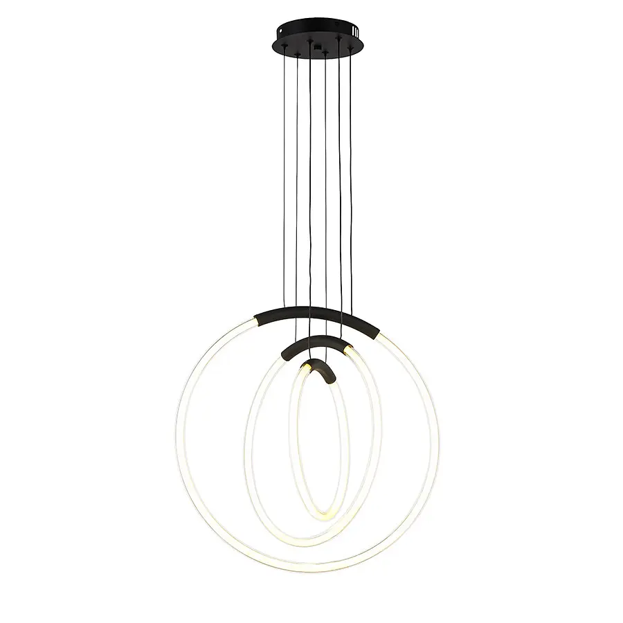 Люстра стельова LED Levistella 7812022 (300+400+500) BK, 30W, чорний, сучасний стиль, діаметр 300+400+500 мм - фото 2