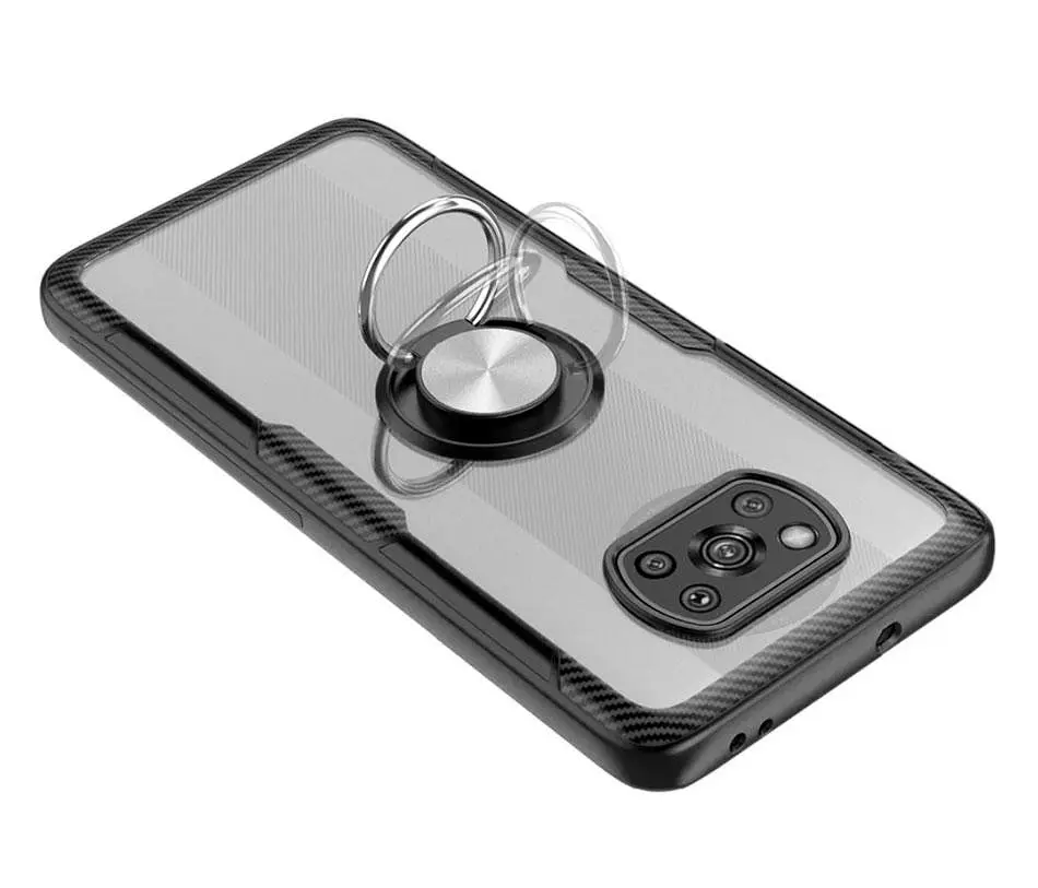 Чехол-бампер Primolux Ring Magnetic Stand для смартфона Xiaomi Poco X3 NFC Black - фото 5