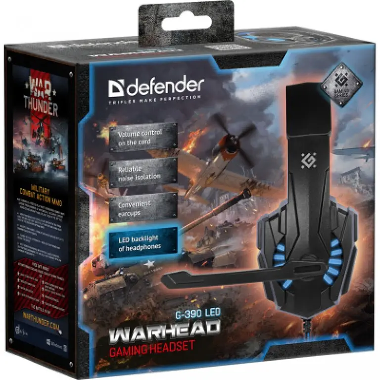 Ігрові навушники Defender Warhead G-390 LED (Black-blue) - фото 6