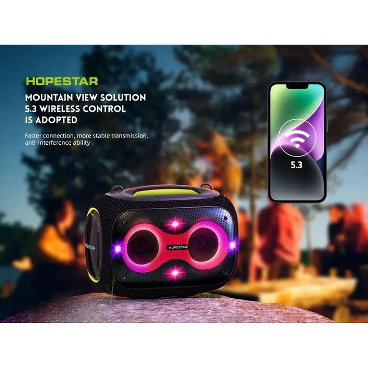 Бездротова Bluetooth колонка HOPESTAR PARTYBOX, 120 ВТ із двома мікрофонами - фото 4