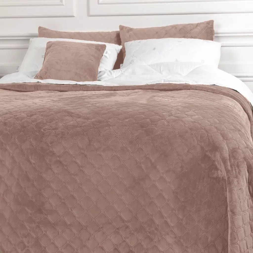 Покривало ТЕП Velour ромб круглий 260х240 см пудрове (4-00518_22423) - фото 3