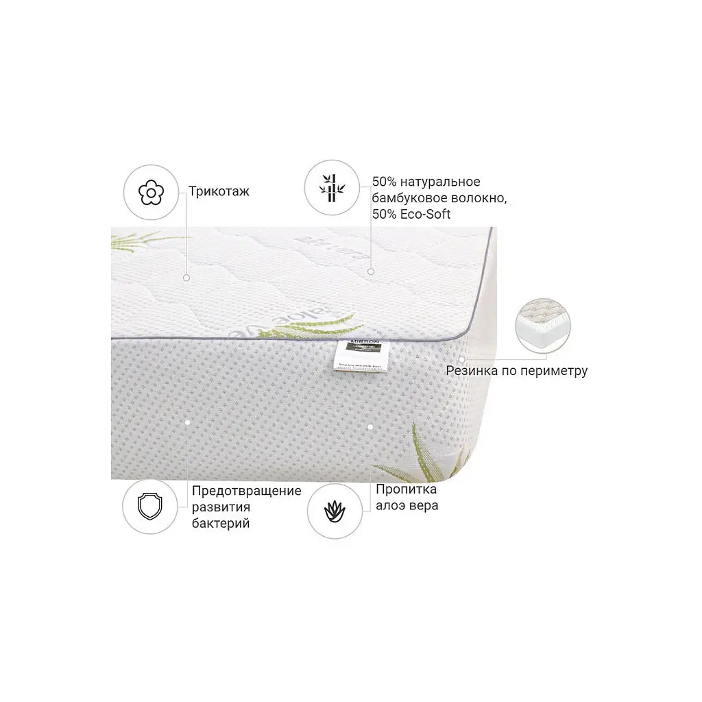 Наматрацник MirSon №1034 Alberto Bamboo Strong Aloe Vera 120х200 см (2200001504134) - фото 4