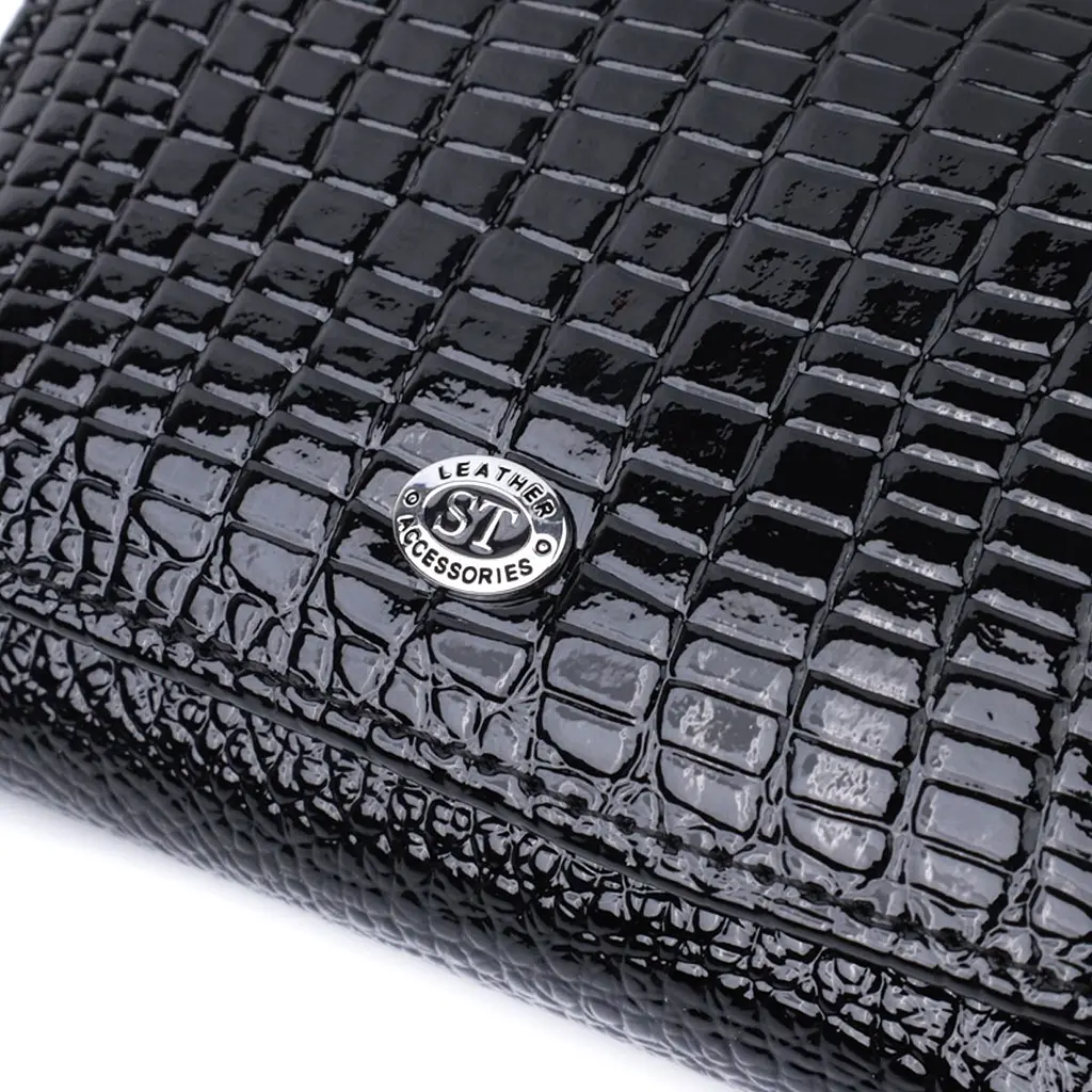 Жіночий стильний гаманець із фактурної натуральної шкіри ST Leather 22732 чорний - фото 5