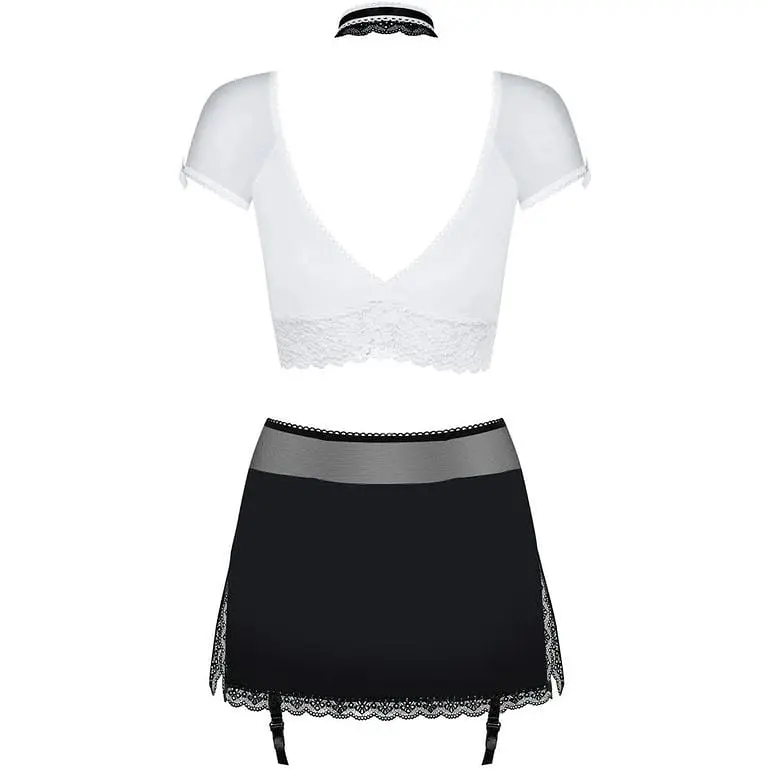 Эротический костюм секретарши Obsessive Secretary suit 5pcs black L/XL черно-белый - фото 6