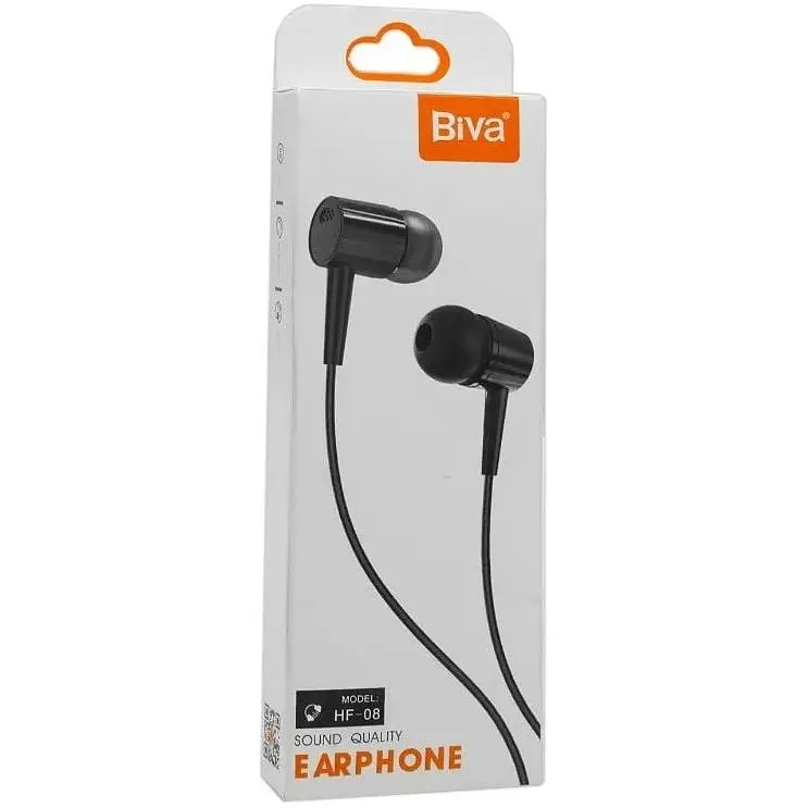 Навушники Biva HF-08 Wirred earphones Black - фото 2