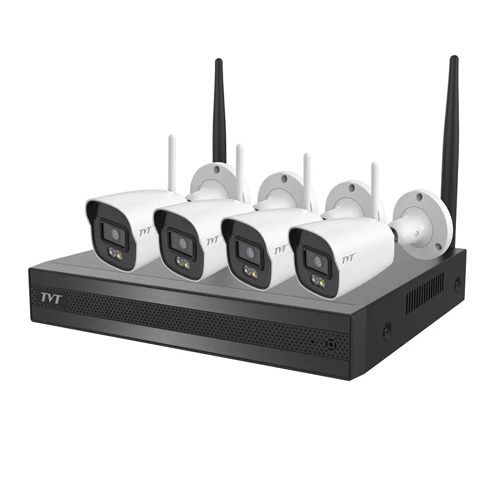 Комплект IP-відеонагляду з WiFi на 4 камери TVT TD-P0804W1-001: 4 циліндричні 4Mp WiFi IP-відеокамери + 8-канальний 8Mp WiFi IP-відеореєстратор (77-00482)
