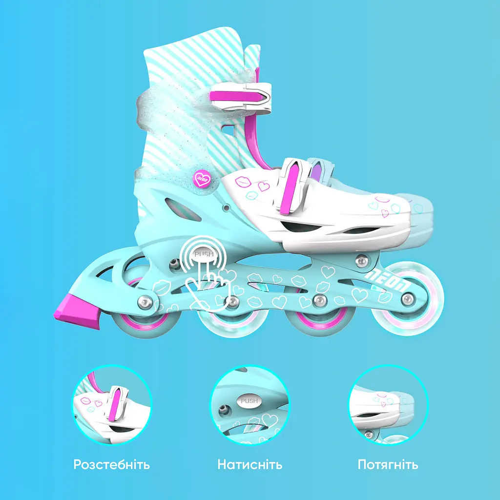 Ролики Neon Inline Skates Розмір 34-38 Бірюзовий - фото 6