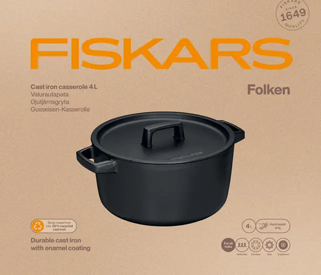 Каструля чавунна Fiskars Folken 4л (1075698) - фото 5
