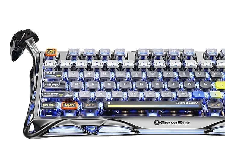 Клавиатура GravaStar Mercury K1 Pro 80keys Kailh Speedy Mint BT/WL/USB RGB Interstellar Silver (GSK1PRO_S_CGRY) - фото 6