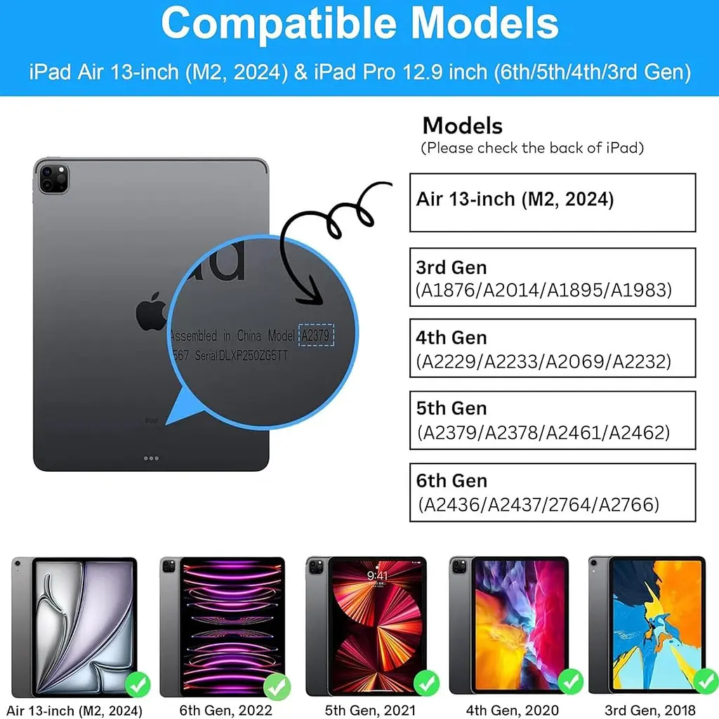 Чохол-клавіатура для 13-дюймового iPad Air (M2, 2024) та iPad Pro 12,9 (6ª 2022/5ª 2021/4ª 2020/3ª 2018), знімна клавіатура - фото 8