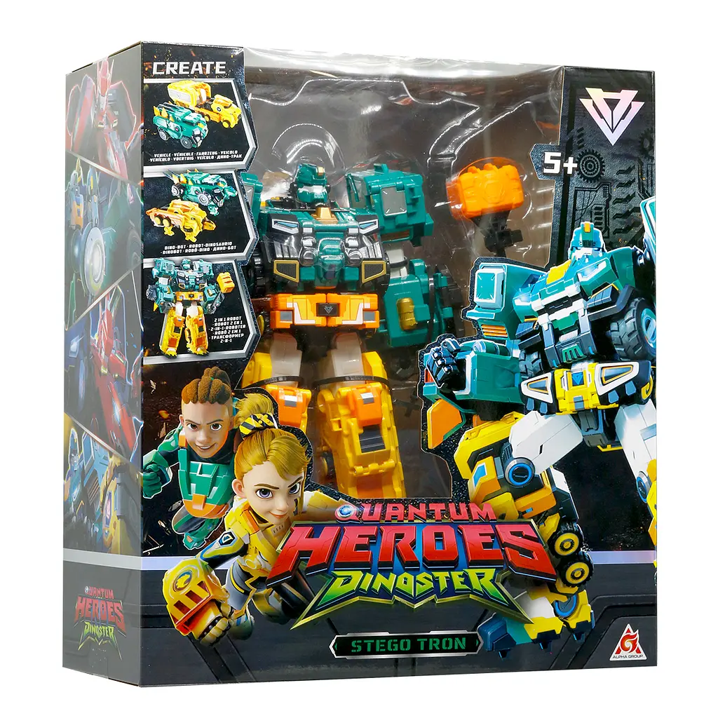 Ігровий набір з роботом-трансформером Dinoster Стего Трон 2 машини та динозаври (EU580804) - фото 9