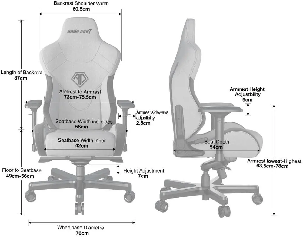 Кресло для геймеров Anda Seat T-Pro 2 Size XL Black (AD12XLLA-01-B-F) - фото 3