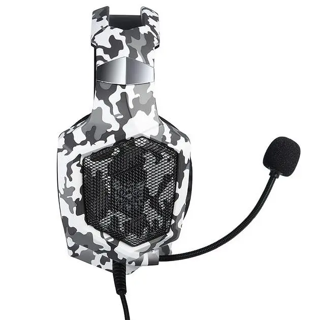 Проводная игровая гарнитура Onikuma Gaming with LED K8, USB, 3.5mm, 2.2m, Camouflage-White - фото 3