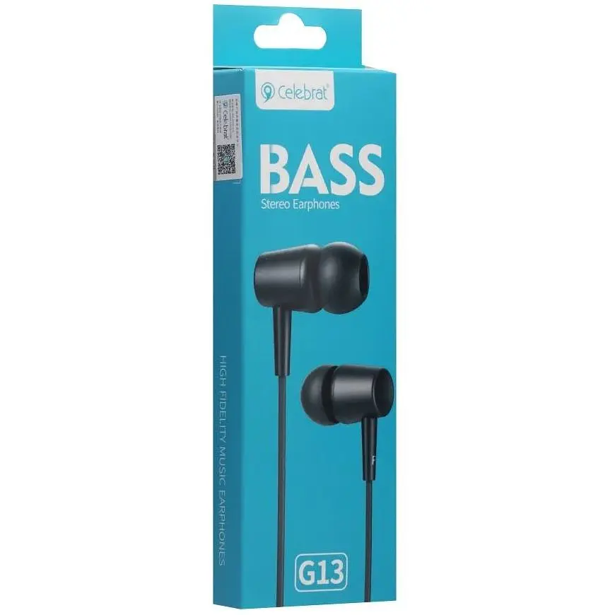 Дротові навушники Celebrat вакумні з мікрофоном 3.5 mm G13 Bass sterreo 1.2 m Black - фото 2
