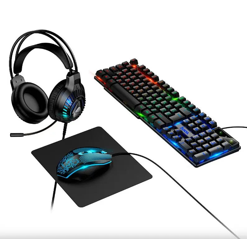 Игровой набор 4в1 Hoco DI86 Клавиатура+Гарнитура+Мишка+Коврик черный - фото 2