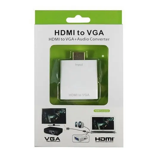 Перехідник HDMI M -> VGA F (з аудіо інтерфейсом) білий RTL - фото 4