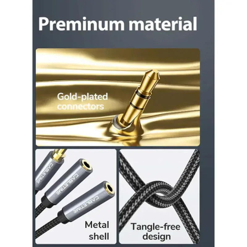 Кабель мультимедійний 3.5mm M to 2x3.5mm F 0.2m Cabletime (CA915248) - фото 4