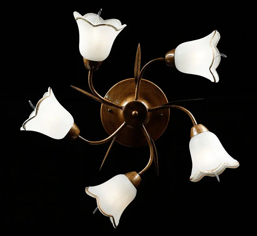 Люстра стельова Splendid Ray L90793G/5, 5 ламп, бронза, біле скло, сучасний стиль для дому - фото 4