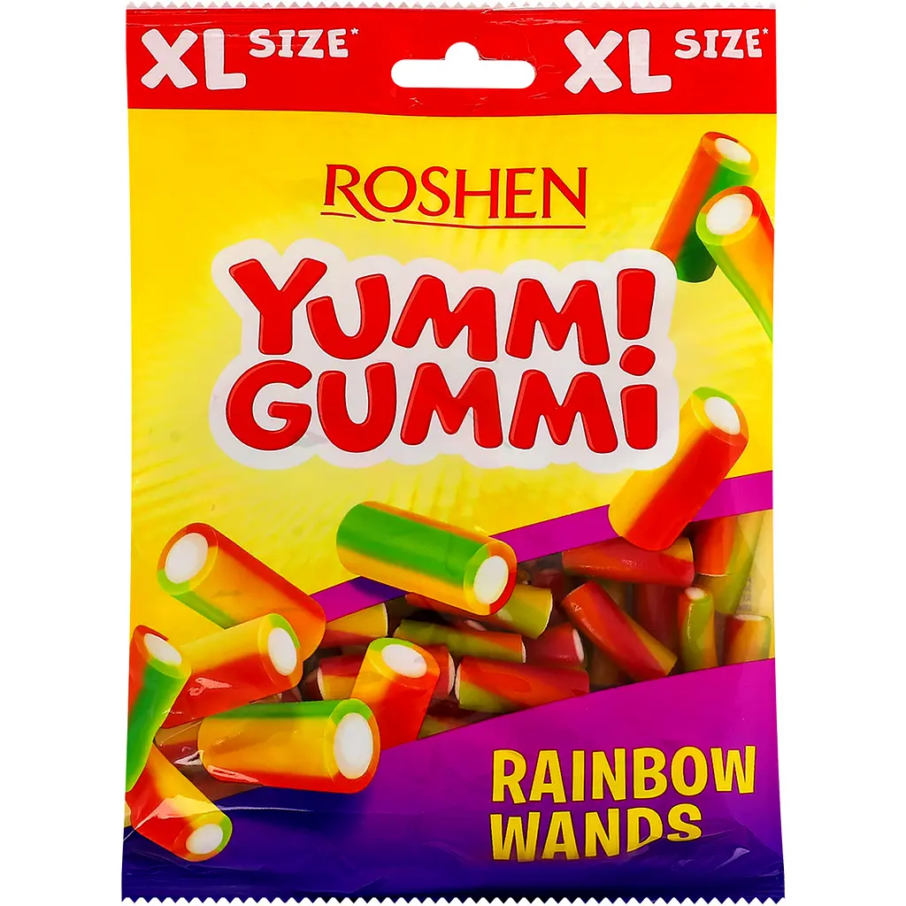 Цукерки желейні Roshen Yummi gummi Rainbow wands 165 г