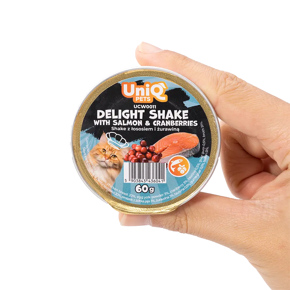 Кремовий вологий корм для кішок UNIQ PETS CAT WET FOOD DELIGHT SHAKE з лососем та журавлиною, 60 г - фото 9