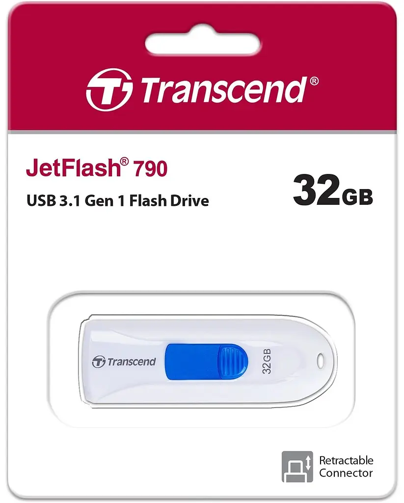 Flash Drive JetFlash 790 32GB USB 3.1 White (TS32GJF790W) Transcend teh0021369 - фото 5