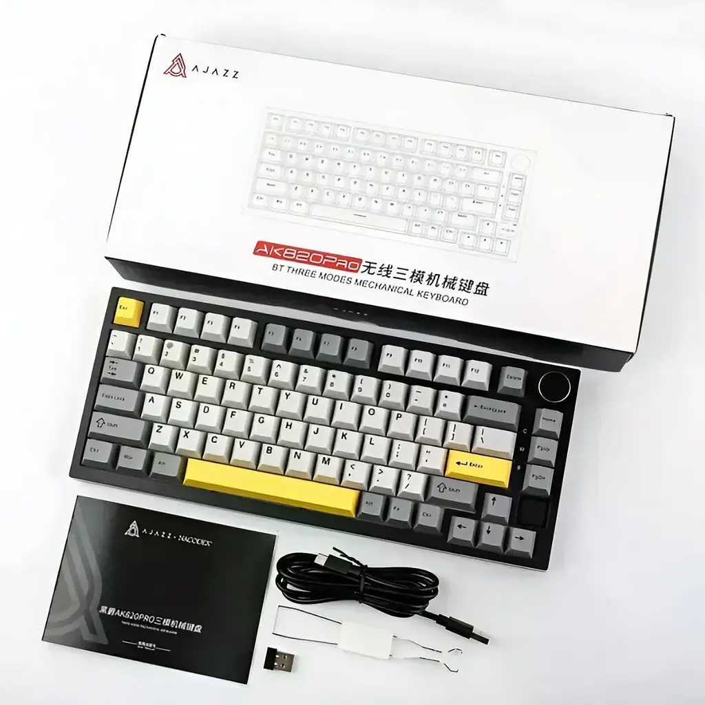 Ігрова механічна бездротова клавіатура AJAZZ AK820 Pro, Gift Switch, RGB, Hot-Swap, Rapid Trigger, Чорний - фото 6