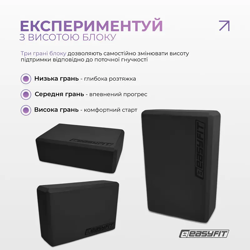 Блок для йоги EasyFit EVA Чорний - фото 7