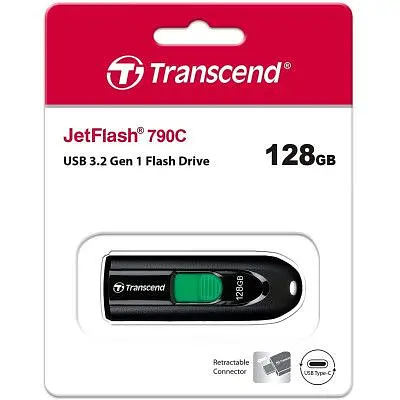 USB флеш накопичувач Transcend 128GB JetFlash 790C Black USB 3.1 Type C (TS128GJF790C) - фото 6