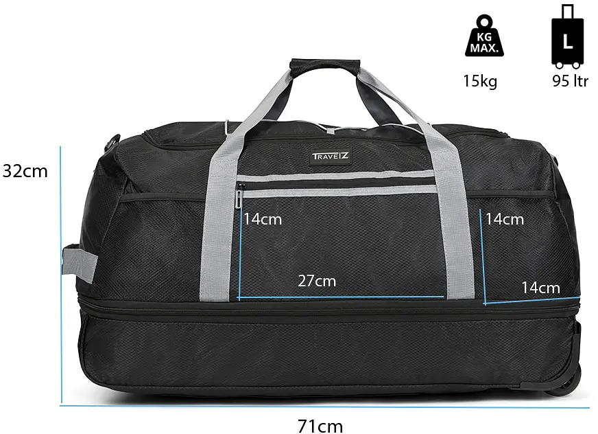 Сумка дорожня на колесах TravelZ Wheelbag Doubleloader foldable black 80(95)L (603096) - фото 3