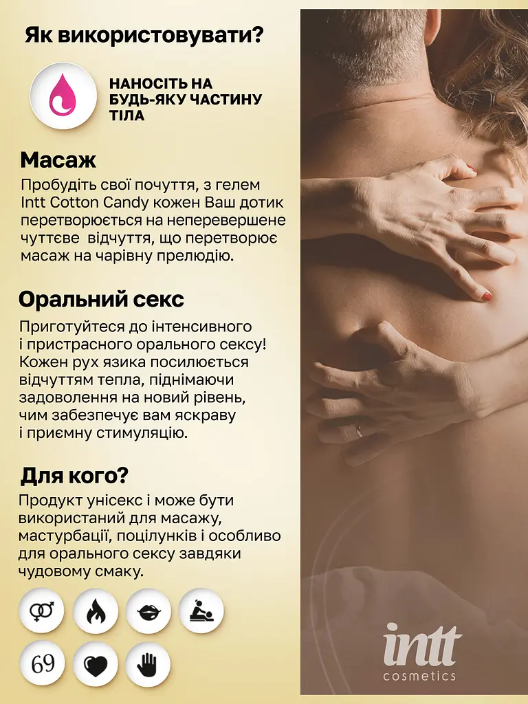 Масажний гель Intt, 30 мл (солодка вата) - фото 6