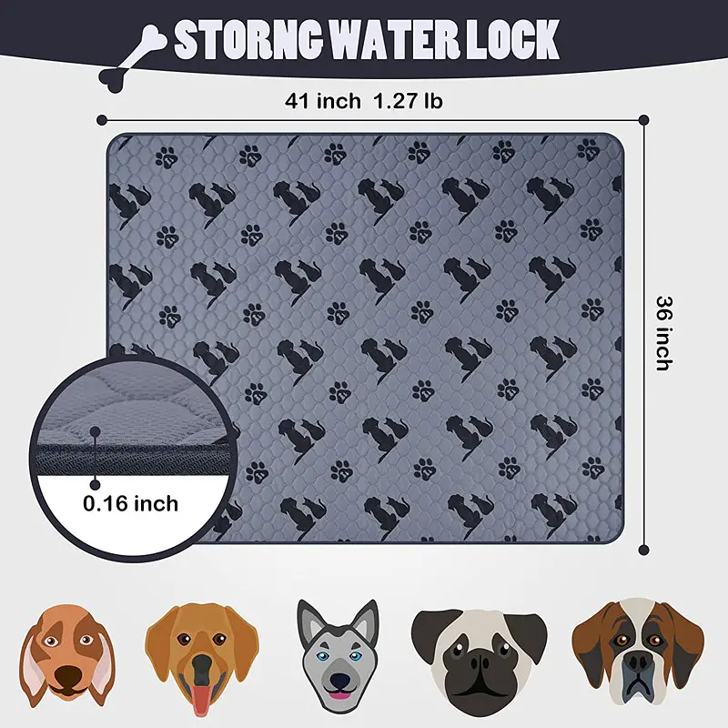 Багаторазова пелюшка Derby Washable Reusable Dog Pee Pad PM003 Grey 100х155 см - фото 2