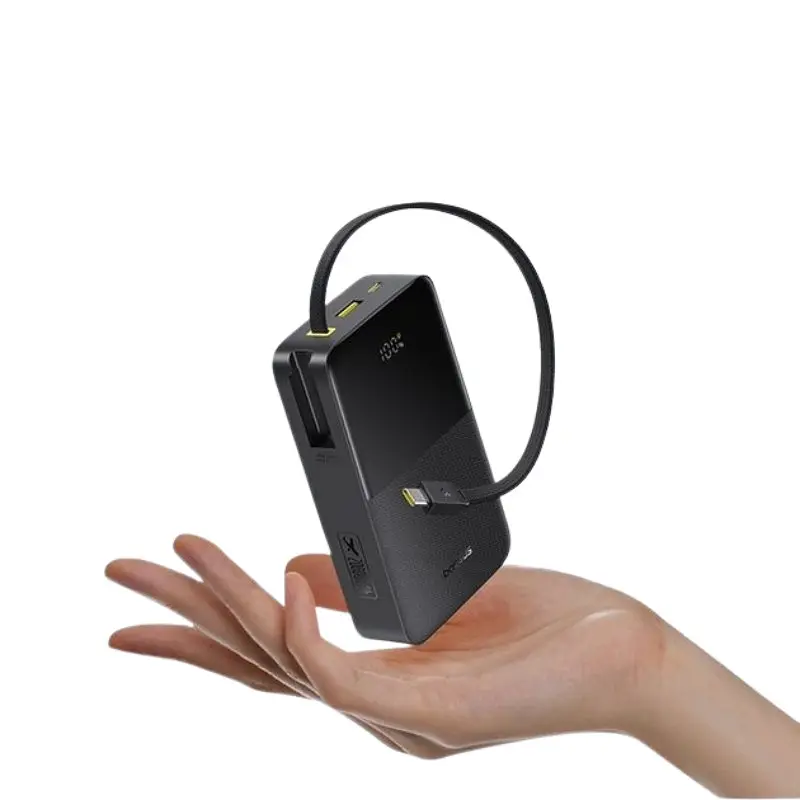 Зовнішній акумулятор Baseus EnerFill FC51 Bipow 2 Pro Digital Display Power Bank with Built-in Cable 20000mAh 22.5W Cosmic Black - фото 4