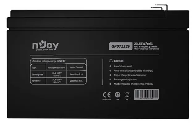 Аккумуляторная батарея Njoy 12V 7AH (BTVACGUOBTD2FCN01B) AGM (GP07122F) - фото 6