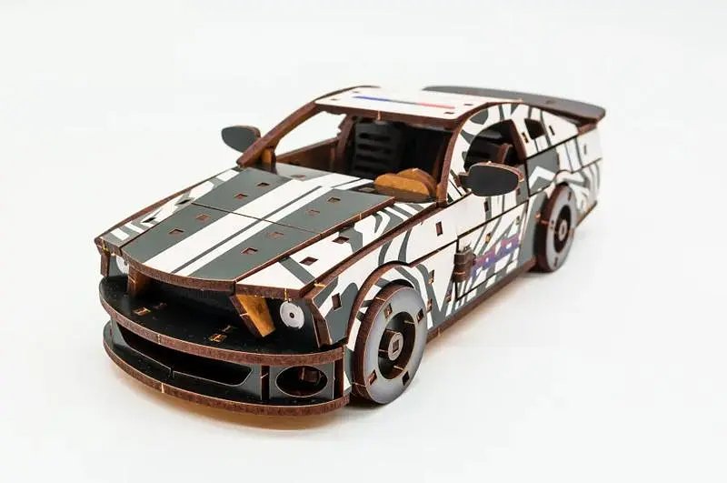 Конструктор Puz-00639 "Muscle Car" дерев'яний, 162 под., білий колір, поліція розмір моделі 24х9х7 см. PuzzleOk - фото 5