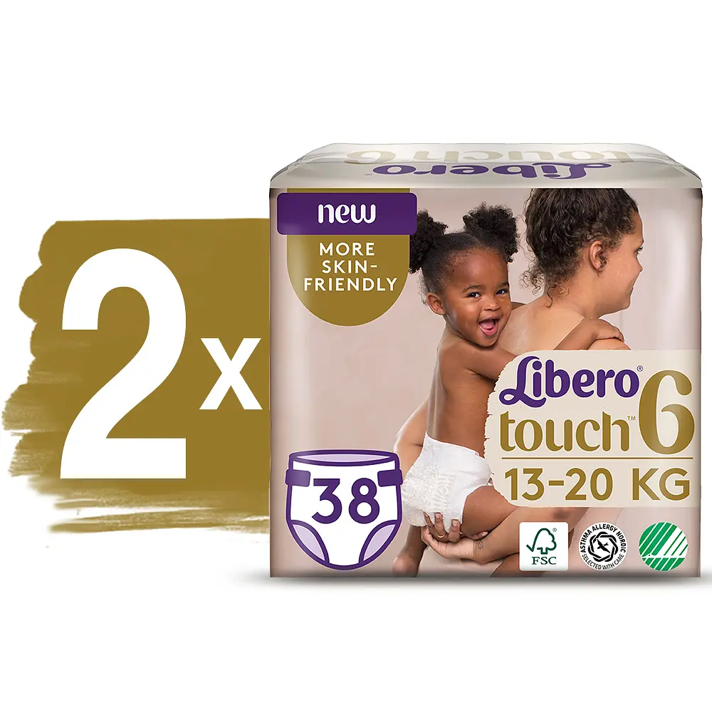 Набір підгузків Libero Touch 6 (13-20 кг), 76 шт. (2 уп. по 38 шт.) - фото 2