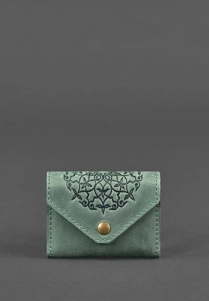 Шкіряний кард-кейс 3.0 зелений з мандалою - фото 2