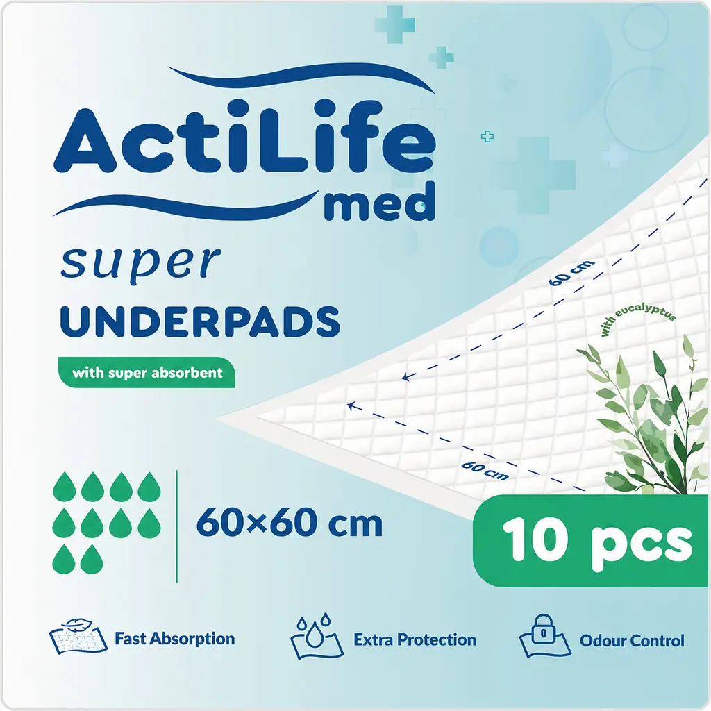 Пелюшки гігієнічні Actilife Med Super поглинаючі 60х60 см 10 шт.