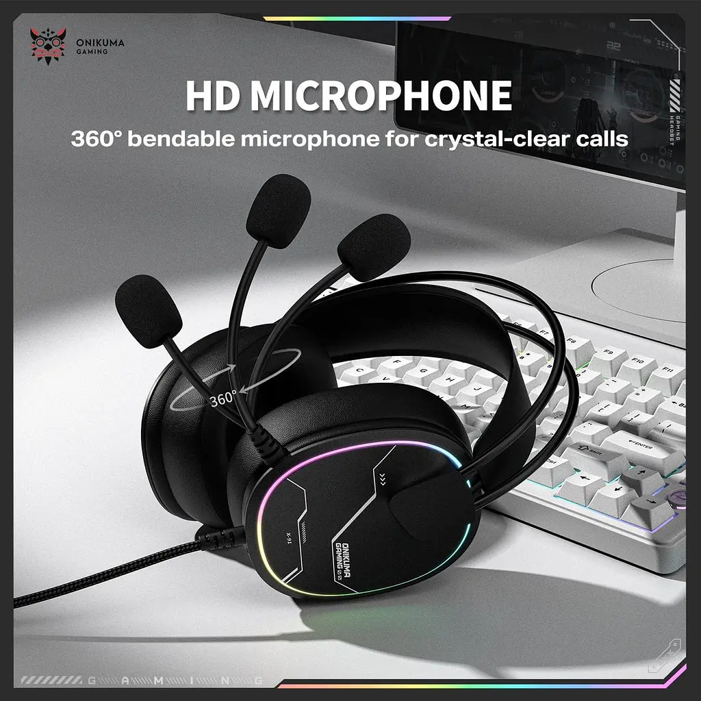 Навушники Onikuma ігрові X-91 Max з мікрофоном та RGB підсвіткою Геймерська дротова гарнітура для ПК PS4 PS5 Xbox - фото 4