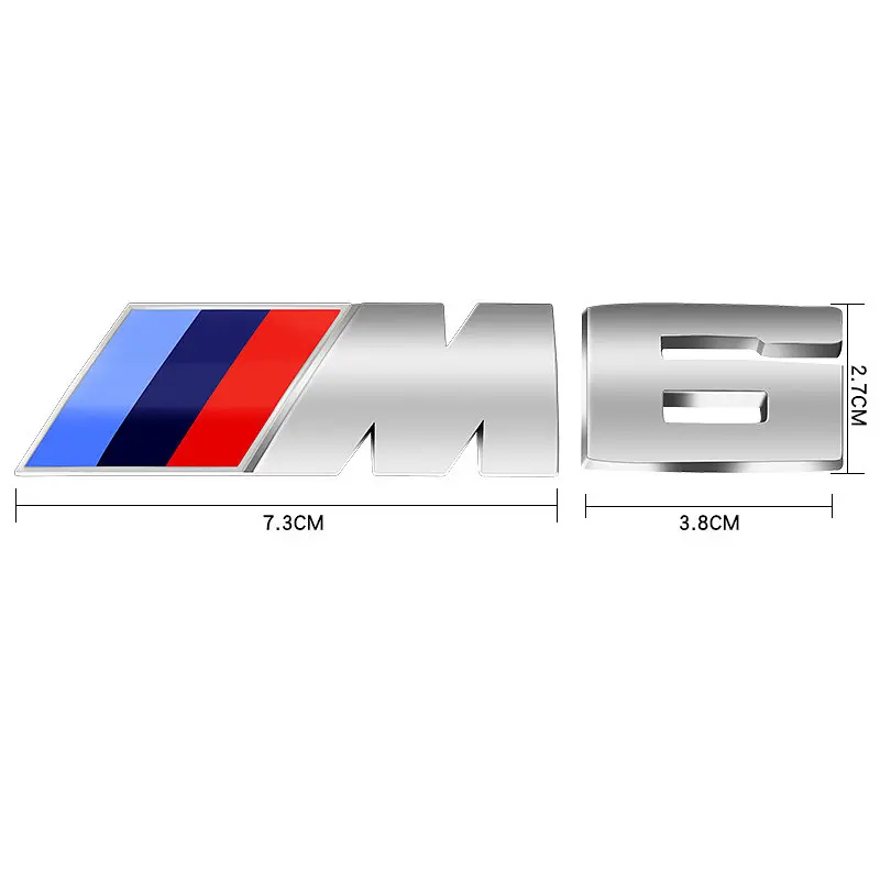 Емблема напис M6 для BMW хром 73х27 мм (емблема M)+38х27 мм (цифра) пластик (на скотчі) - фото 2