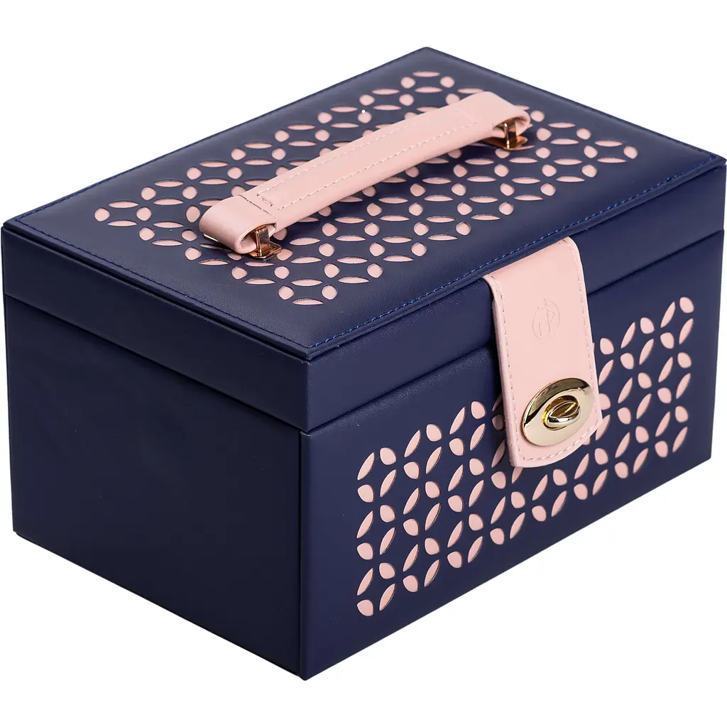 Кейс-скринька Yiwu для прикрас на кнопці 22.5x15.5x13 см синій HP-5-17BL - фото 7