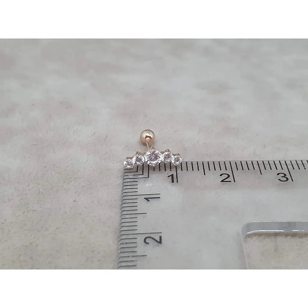 Золотая серьга для пирсинга хеликса Ирий с фианитами. З40001ШТ - фото 6